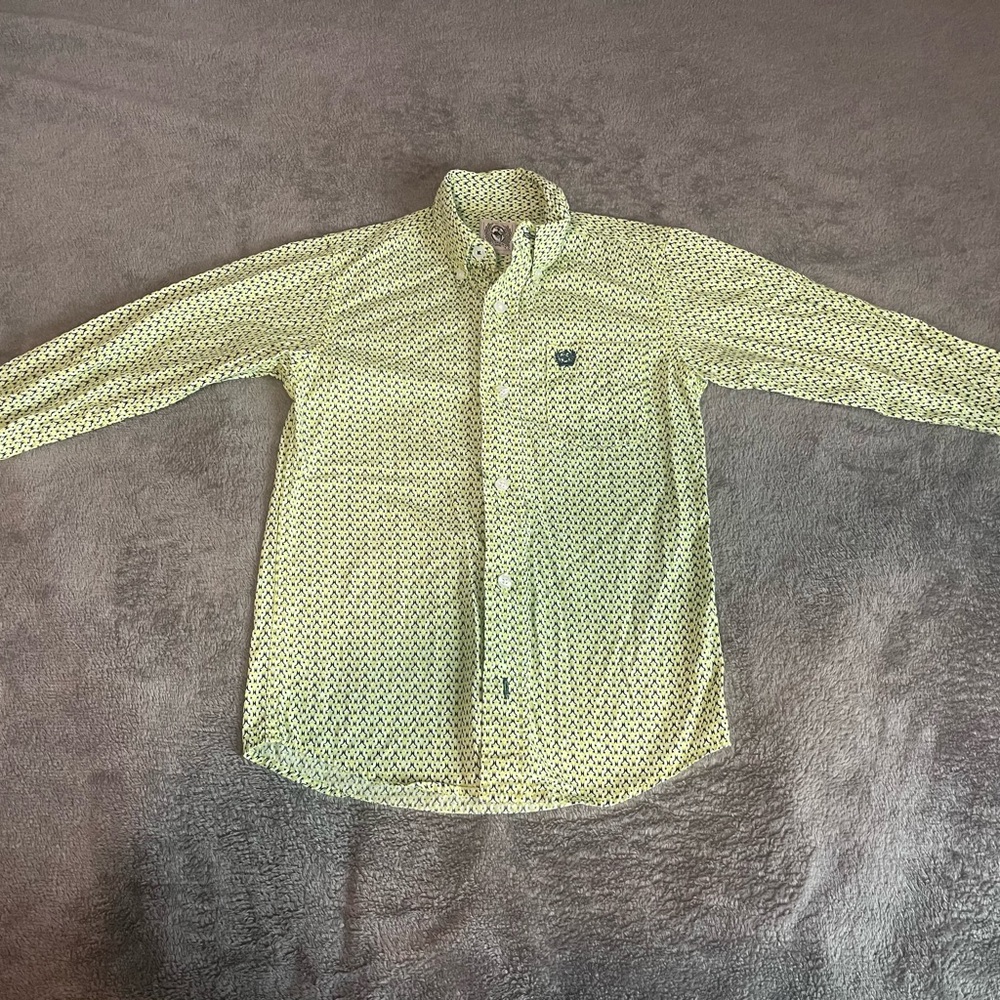 Cinch Men's Yellow and Black Patterned Shirt Jacket